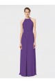Open Back Plum Purple Soft Chiffon Spaghetti Straps Long Sleeveless Bridesmaid Dress Norwich