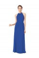Keyhole Back Royal Blue Chiffon Halter Neck Long Sleeveless Bridesmaid Dress / Evening Dress Norwich