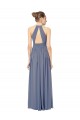 Keyhole Back Royal Blue Chiffon Halter Neck Long Sleeveless Bridesmaid Dress / Evening Dress Norwich