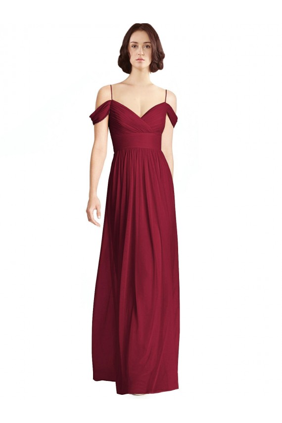 Soft Chiffon Off the Shoulder Long Sleeveless Bridesmaid Dresses Norwich