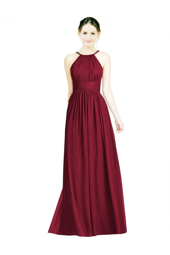 Open Back Chiffon Halter Neck Long Sleeveless Formal Dress / Bridesmaid Dress Norwich