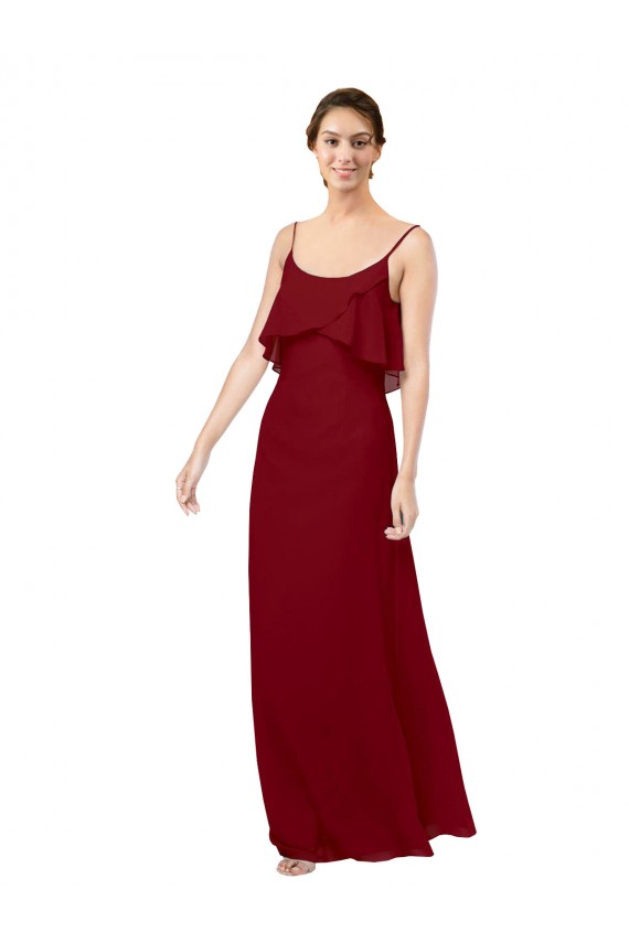 V-Back Soft Chiffon Scoop Neck Long Sleeveless Bridesmaid Dress Norwich