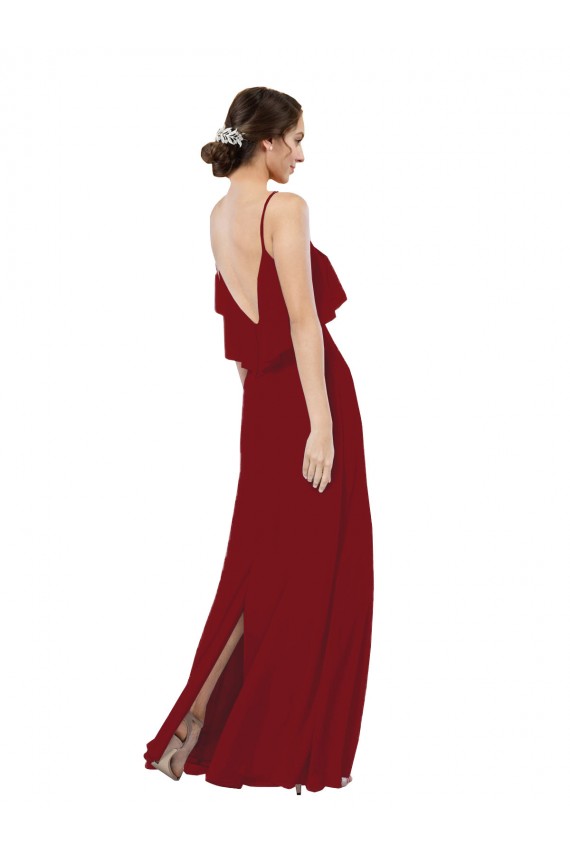 V-Back Soft Chiffon Scoop Neck Long Sleeveless Bridesmaid Dress Norwich