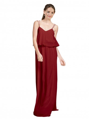 Open Back Chiffon Spaghetti Straps Long Sleeveless Bridesmaid Dress Norwich