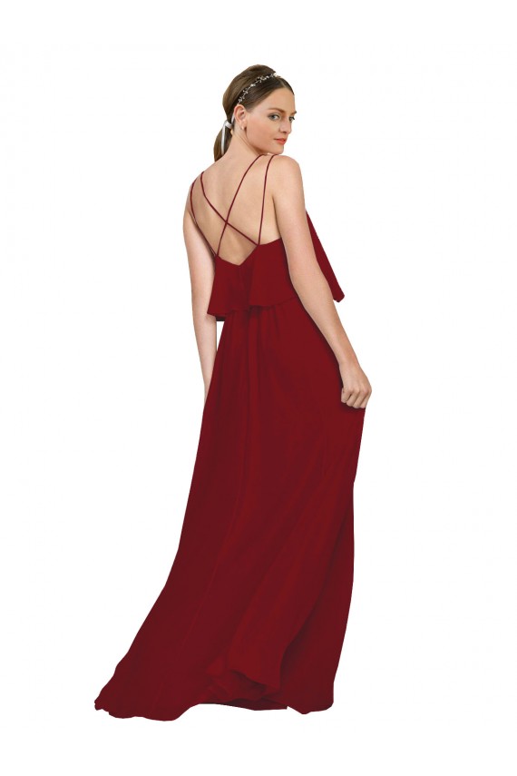 Open Back Chiffon Spaghetti Straps Long Sleeveless Bridesmaid Dress Norwich
