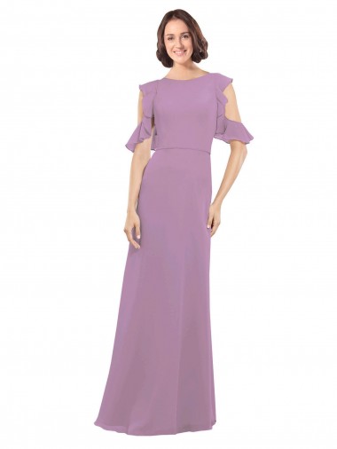 Open Back Soft Chiffon High Neck Long Cold Shoulder Bridesmaid Dresses Norwich