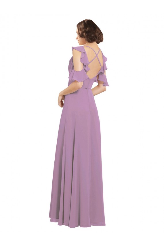 Open Back Soft Chiffon High Neck Long Cold Shoulder Bridesmaid Dresses Norwich
