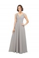 V-Back Oyster Silver Soft Chiffon V-Neck Long Sleeveless Bridesmaid Dress Norwich