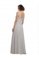 V-Back Oyster Silver Soft Chiffon V-Neck Long Sleeveless Bridesmaid Dress Norwich