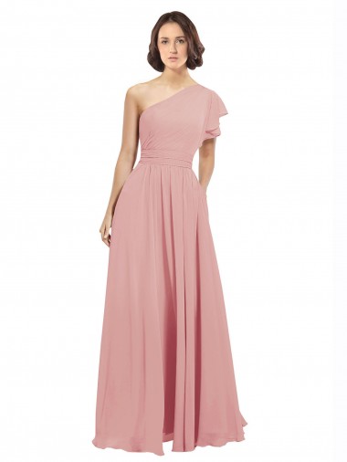 Bliss Pink Chiffon One Shoulder Long Sleeveless Bridesmaid Dress / Evening Dress Norwich