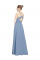 V-Back Dusty Blue Soft Chiffon V-Neck Long Sleeveless Evening Dress / Bridesmaid Dress Norwich
