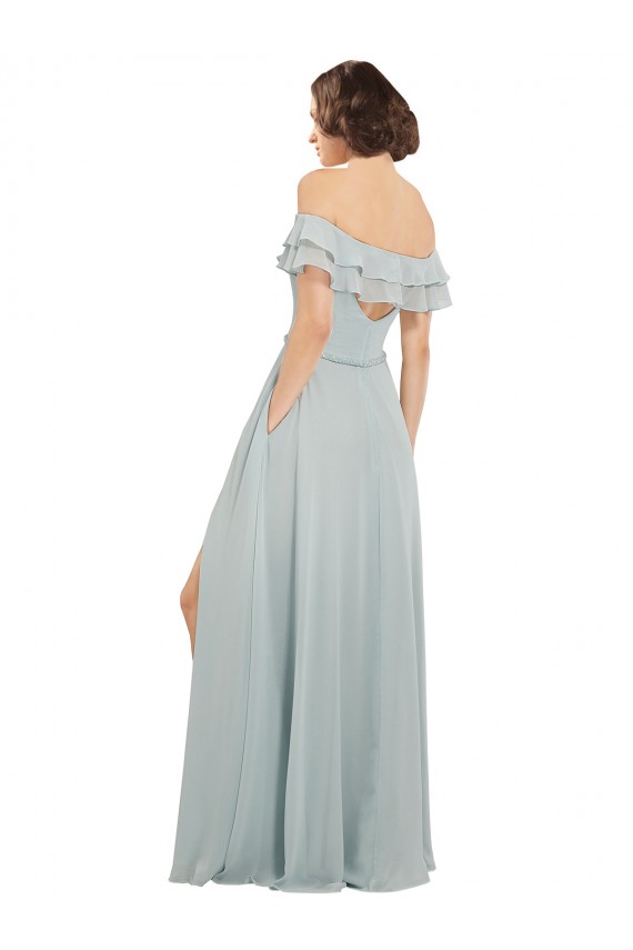 Keyhole Back Soft Chiffon Off the Shoulder Long Sleeveless Bridesmaid Dress Norwich
