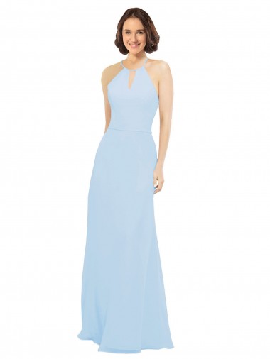 Soft Chiffon Halter Neck Long Sleeveless Wedding Party Dress Norwich