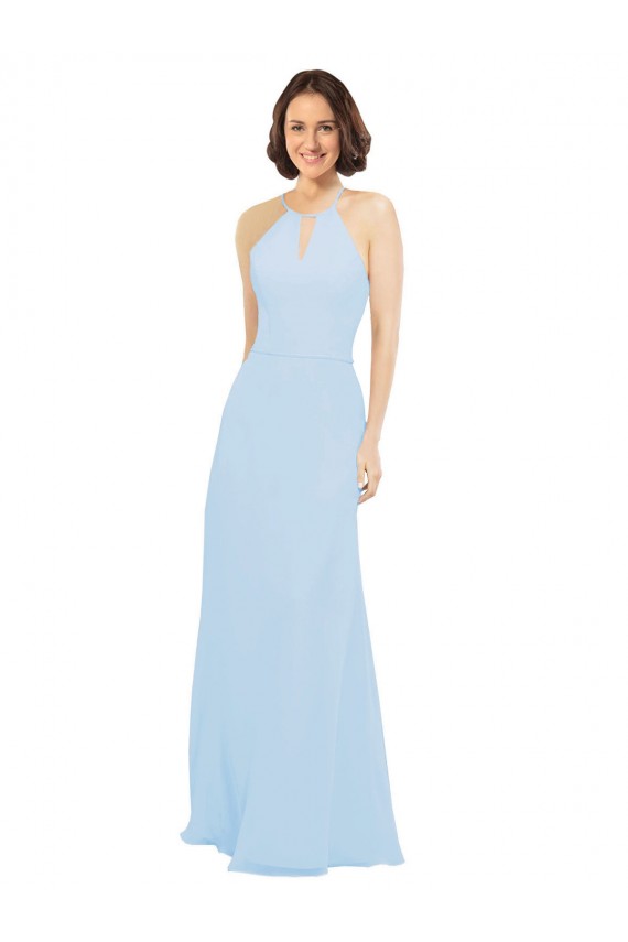 Soft Chiffon Halter Neck Long Sleeveless Wedding Party Dress Norwich