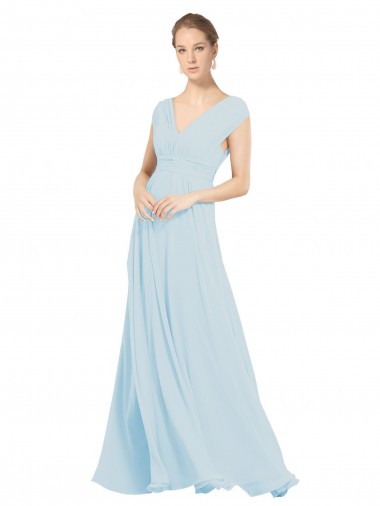 Sea Glass Soft Chiffon V-Neck Long Sleeveless Bridesmaid Dress Norwich