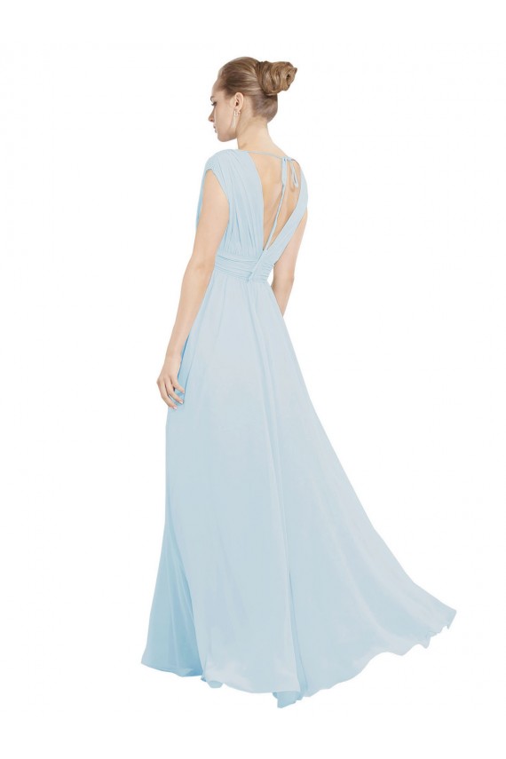Sea Glass Soft Chiffon V-Neck Long Sleeveless Bridesmaid Dress Norwich
