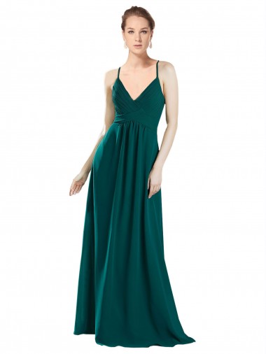 Keyhole Back Chiffon V-Neck Long Sleeveless Bridesmaid Dress / Evening Dress Norwich