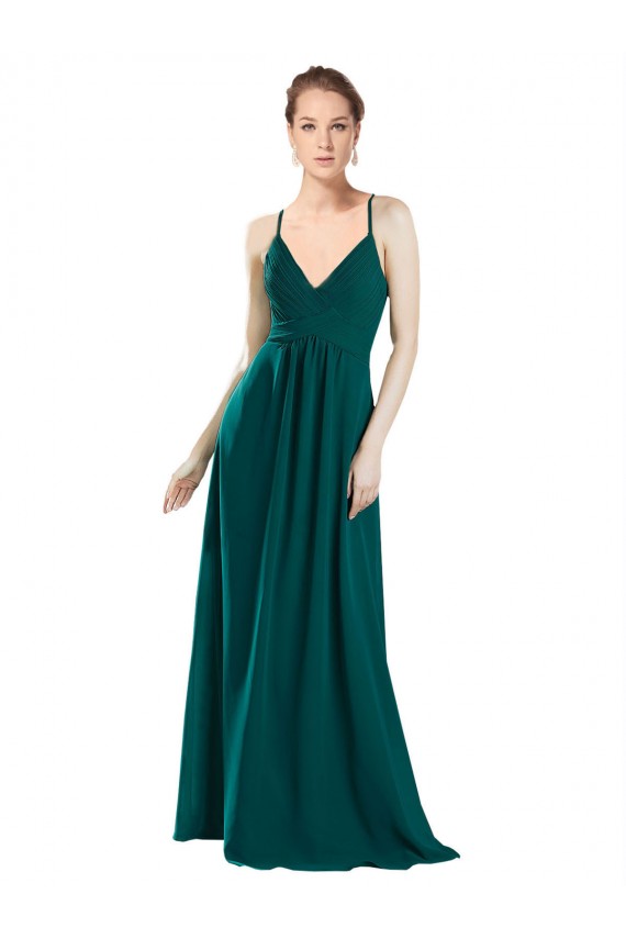 Keyhole Back Chiffon V-Neck Long Sleeveless Bridesmaid Dress / Evening Dress Norwich