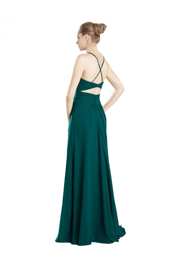 Keyhole Back Chiffon V-Neck Long Sleeveless Bridesmaid Dress / Evening Dress Norwich
