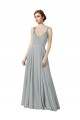 Silver Chiffon V-Neck Long Sleeveless Bridesmaid Dress / Evening Dress Norwich