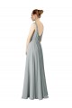 Silver Chiffon V-Neck Long Sleeveless Bridesmaid Dress / Evening Dress Norwich