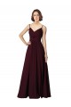Burgundy Gold Soft Chiffon V-Neck Long Sleeveless Bridesmaid Gown Norwich