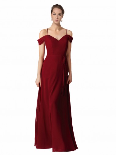 Burgundy Chiffon Sweetheart Long Sleeveless Bridesmaid Dress / Evening Dress Norwich