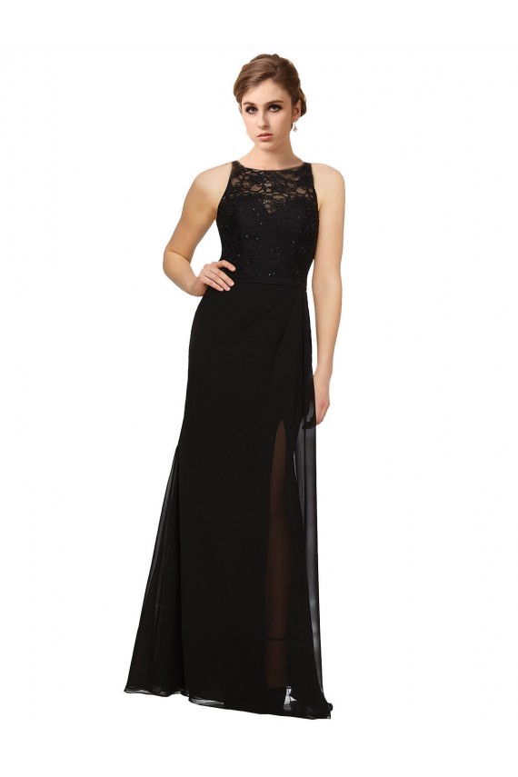 Soft Chiffon & Lace High Neck Long Sleeveless Bridesmaid Dress Norwich