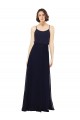 Dark Navy Soft Chiffon Scoop Neck Long Sleeveless Bridal Party Dress Norwich