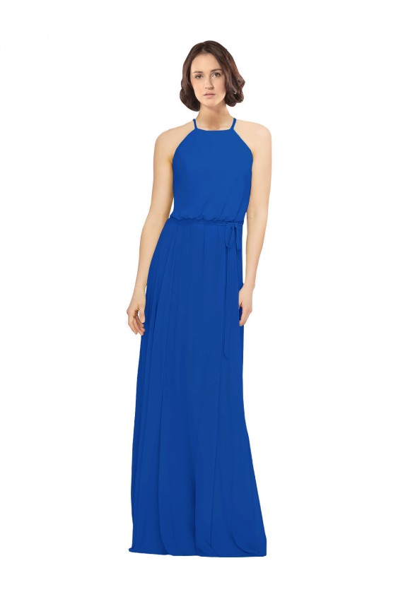 Soft Chiffon Jewel Neck Long Sleeveless Bridal Party Dress Norwich