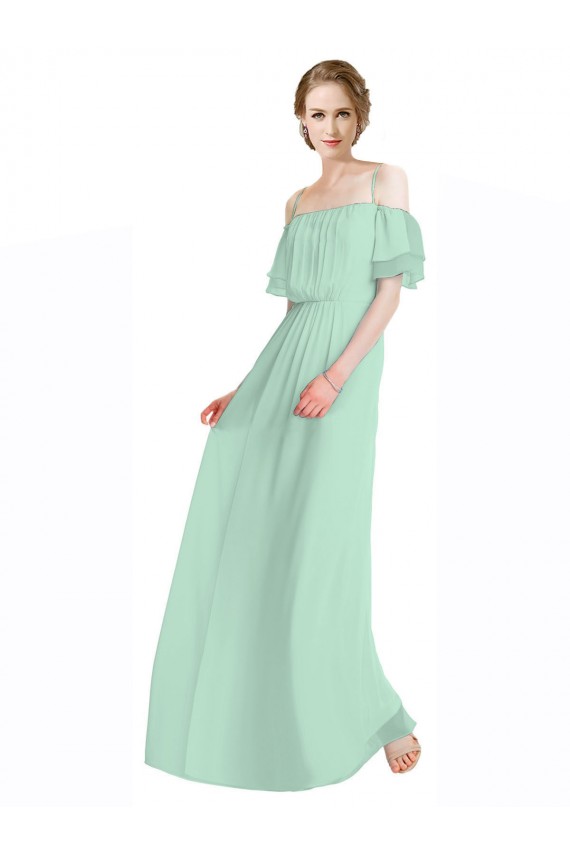 Mint Green Soft Chiffon Off the Shoulder Long Sleeveless Bridesmaid Dress Norwich