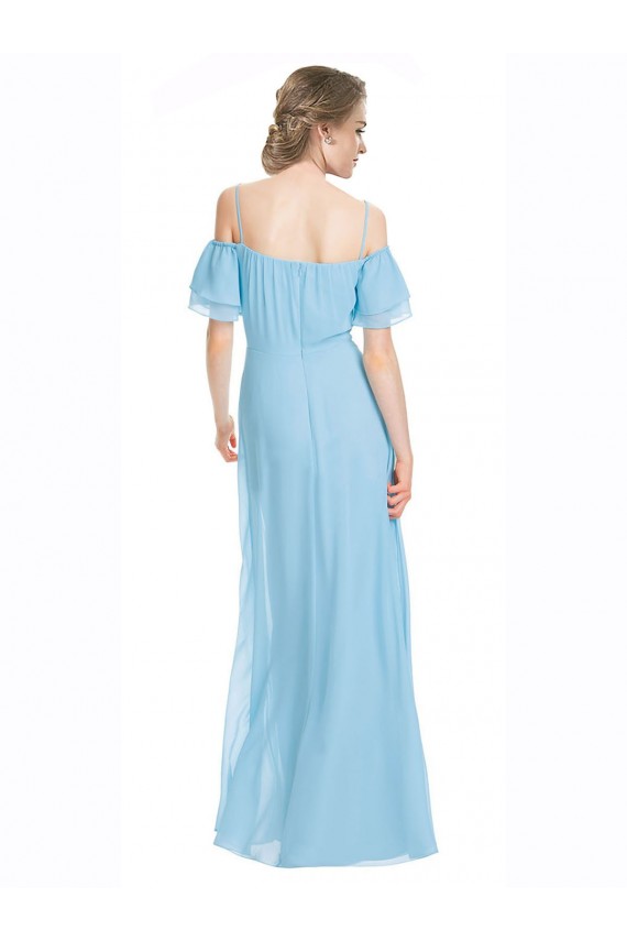 Mint Green Soft Chiffon Off the Shoulder Long Sleeveless Bridesmaid Dress Norwich