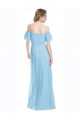 Mint Green Soft Chiffon Off the Shoulder Long Sleeveless Bridesmaid Dress Norwich