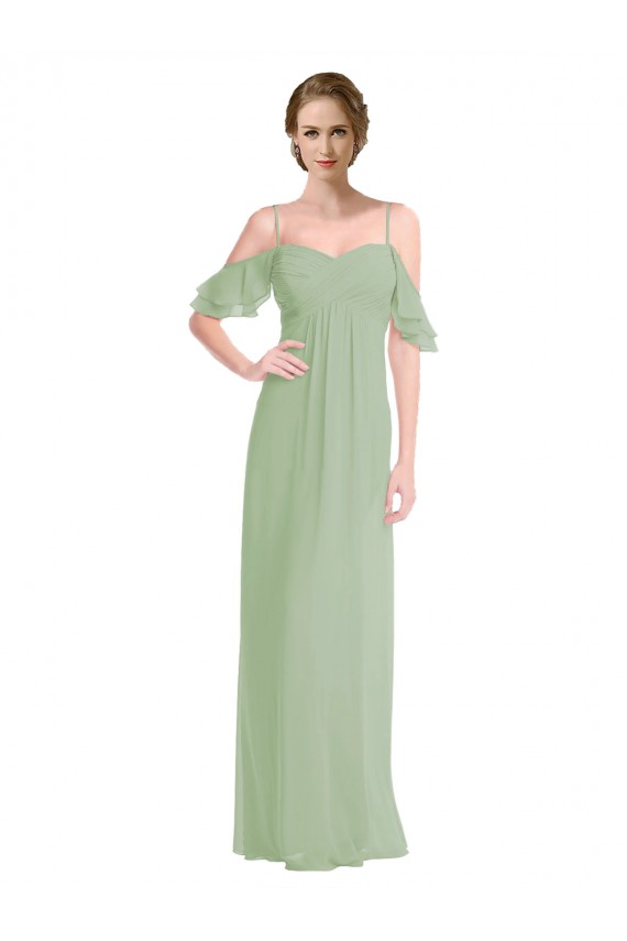 Low Back Soft Chiffon Off the Shoulder Long Sleeveless Formal Dress / Bridesmaid Dress Norwich