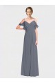 V-Back Soft Chiffon Off the Shoulder Long Flutter Sleeves Bridesmaid Dress Norwich