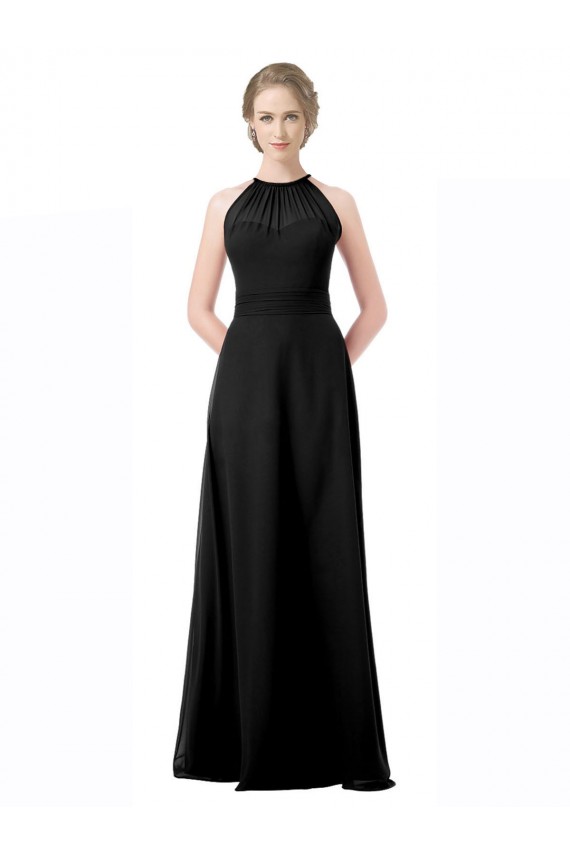 Black Chiffon Halter Neck Long Sleeveless Formal Dress / Bridesmaid Dress Norwich