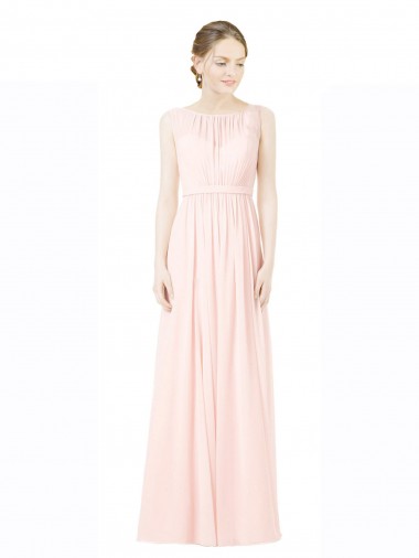 V-Back Soft Chiffon Sweetheart Long Sleeveless Bridesmaid Dress Norwich