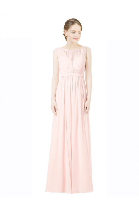 V-Back Soft Chiffon Sweetheart Long Sleeveless Bridesmaid Dress Norwich