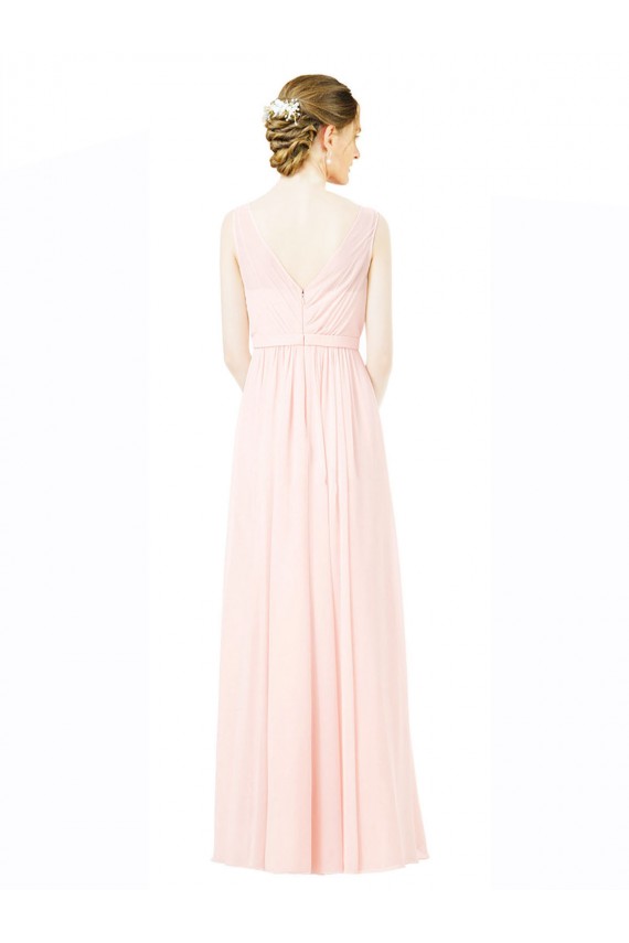 V-Back Soft Chiffon Sweetheart Long Sleeveless Bridesmaid Dress Norwich