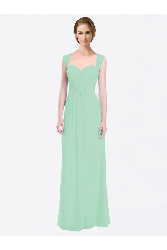 V-Back Soft Chiffon Sweetheart Long Cap Sleeves Bridesmaid Dress Norwich