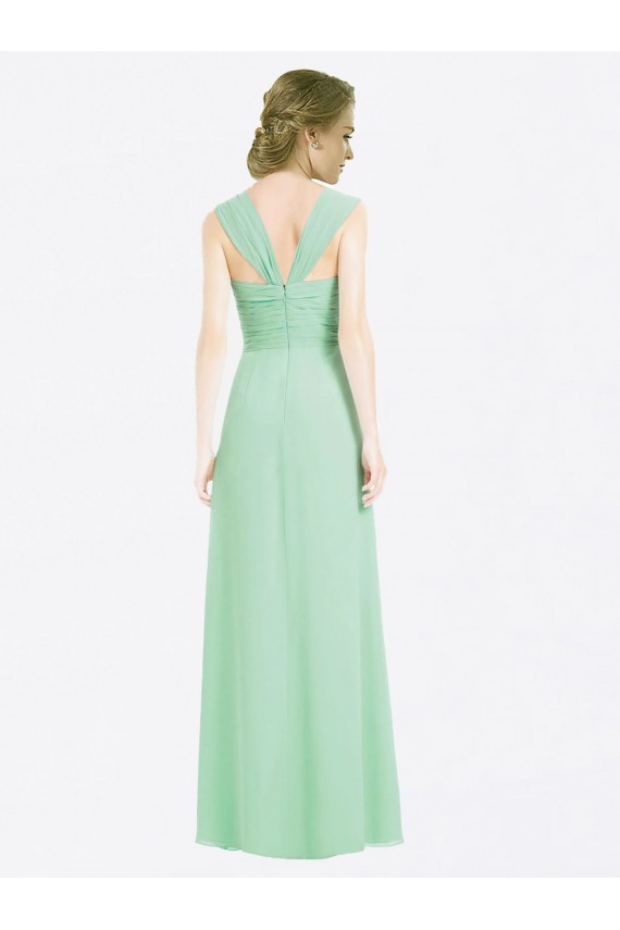 V-Back Soft Chiffon Sweetheart Long Cap Sleeves Bridesmaid Dress Norwich