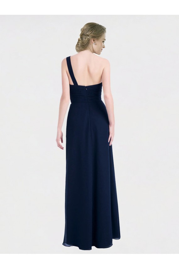 Low Back Soft Chiffon One Shoulder Long Sleeveless Bridesmaid Dress / Formal Dress Norwich