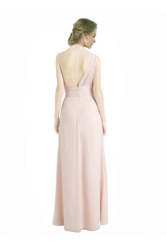 Red Soft Chiffon One Shoulder Long Sleeveless Bridesmaid Dress Norwich