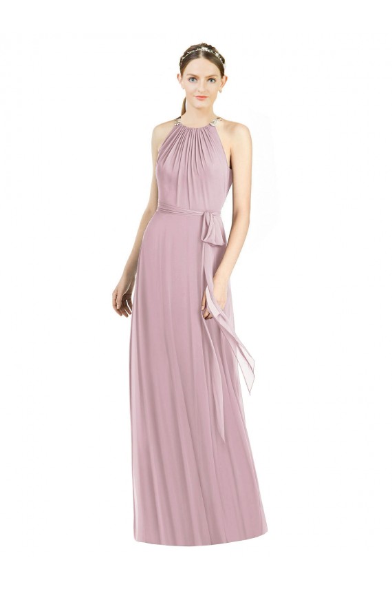 Primrose Soft Chiffon Halter Neck Long Sleeveless Bridesmaid Dress Norwich