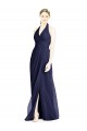 Open Back Dark Navy Soft Chiffon Halter Neck Long Sleeveless Formal Dress / Bridesmaid Dress Norwich