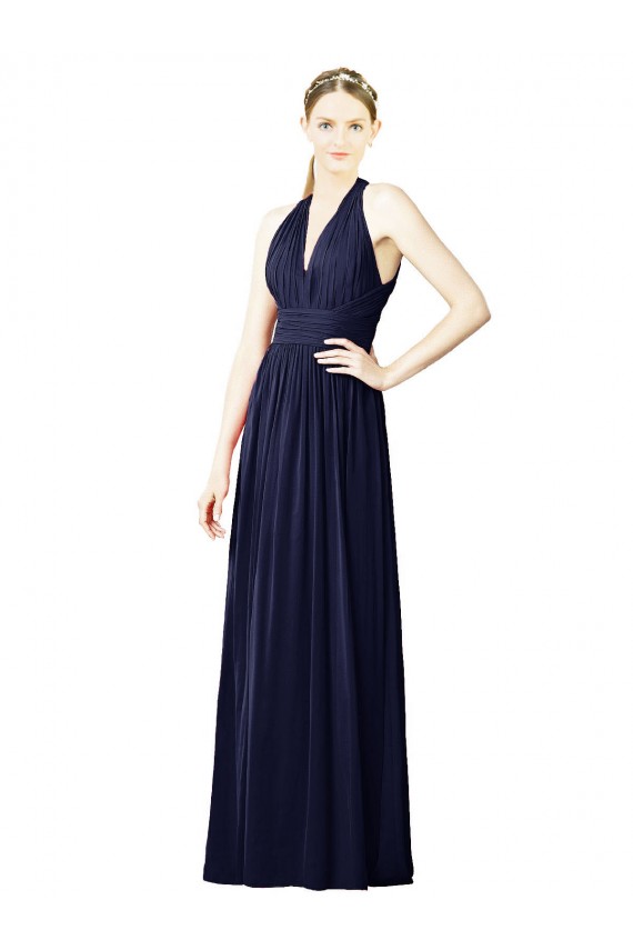 Keyhole Back Chiffon Halter Neck Long Sleeveless Bridesmaid Dresses Norwich