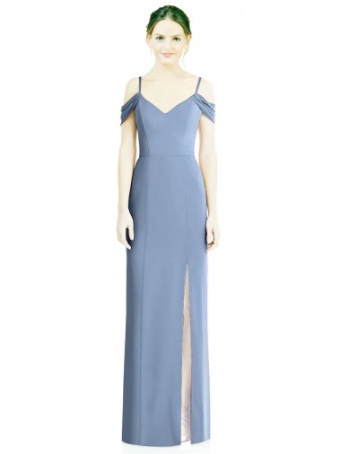 Open Back Soft Chiffon Off the Shoulder Long Cold Shoulder Formal Evening Gown / Bridesmaid Dress Norwich