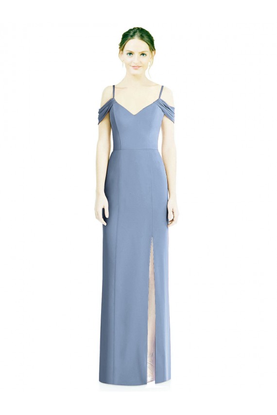 Open Back Soft Chiffon Off the Shoulder Long Cold Shoulder Formal Evening Gown / Bridesmaid Dress Norwich