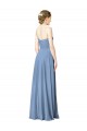 Low Back Dusty Blue Chiffon Sweetheart Long Sleeveless Wedding Party Dress Norwich
