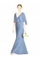 Dusty Blue Soft Chiffon V-Neck Long Sleeveless Bridesmaid Dress Norwich